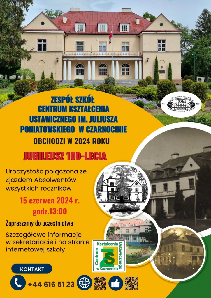 Plakat przygotowany przez organizatora ZS CKU w Czarnocinie