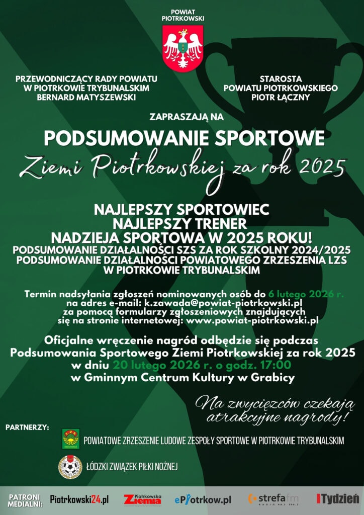 Kto zostanie najlepszym sportowcem i trenerem 2025 roku w Powiecie Piotrkowskim?