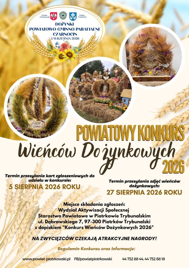 Pokaż piękno tradycji – zgłoś swój wieniec do Powiatowego Konkursu Wieńców Dożynkowych 2026!